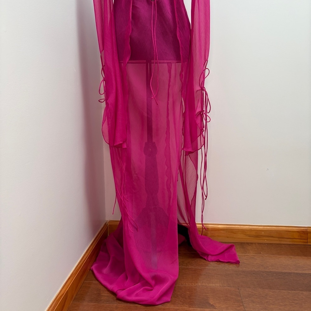 Rat & Boa- FARRETTI DRESS PINK Size Large Sheer Beach Cover Up - Picture 7 of 15